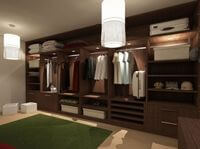 Классическая гардеробная комната из массива с подсветкой Брест