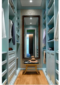 Параллельная гардеробная комната с большим зеркалом Брест