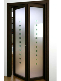 Складные двери гармошка с матовым стеклом Брест