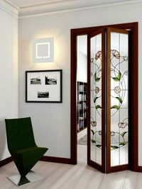 Двери гармошка с витражным декором Брест